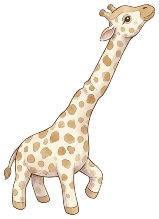 Naomi's giraffe, stretching its neck up.